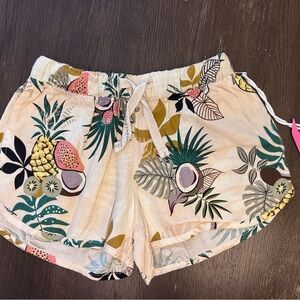 Munster Tropical Print Kids Shorts - Cream and Multicolor